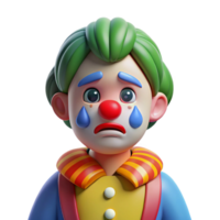 captivating calm minimalist Sad clown with colorful makeup, with Transparent Background luxury png