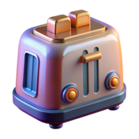dramatic sought-after Professional render, isolated cutout of a hyper-specific design for a retro-futuristic toaster with glowing vacuum tubes and analog dials with Transparent Background png