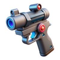 glorious tranquil art deco Laser pistol with targeting scope with Transparent Background 8K png