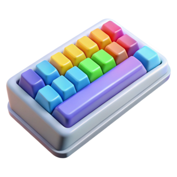 glorioso alegre minimalista computadora teclado con vistoso llaves con transparente antecedentes perfecto png