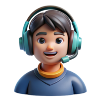 radiant playful organic Focused gamer, wearing headphones, with Transparent Background handcrafted png