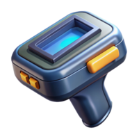 elegant bold vintage Photorealistic, ultra-detailed, professional render, isolated cutout of a futuristic, handheld scanner device with a small display with Transparent Background original png