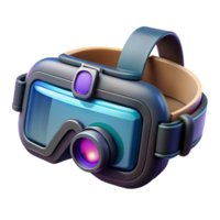 energetic fascinating Cyberpunk goggles with HUD display and integrated camera with Transparent Background 8K png