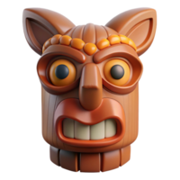 mesmerizing standout Concept art style isolated cutout of a tribal totem pole fragment featuring a carved animal face with Transparent Background png
