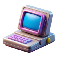 beautiful gothic Concept art style, isolated cutout of a retro-futuristic portable computer with a keyboard and small screen with Transparent Background premium png