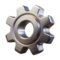 beautiful iconic Ultra-detailed, isolated cutout of a single, polished, metallic gear with intricate teeth and cogs, professional render with Transparent Background png