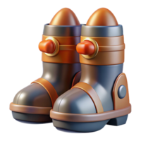 energetic glorious Hyper-specific concept art style illustration of a pair of streamlined rocket boots with copper detailing, isolated cutout with Transparent Background crisp png