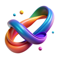 beautiful contemporary Concept art style, isolated cutout of a single, abstract, flowing ribbon of vibrant, multi-colored particles, hyper-specific with Transparent Background crisp png