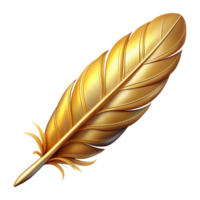 nostalgic pristine Hyper-specific, isolated cutout Professional render of a single Griffin feather, golden and shimmering, intricate barbules with Transparent Background original png