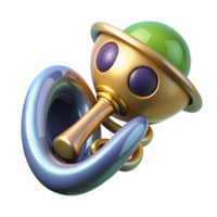 radiant futuristic Concept art style, hyper-specific, isolated cutout, professional render of a single, alien musical instrument with Transparent Background impeccable png
