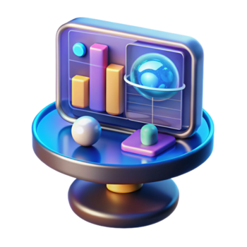 radiant futuriste concept art style, isolé coupé de une futuriste holographique afficher avec complexe Les données visualisations, hyper-spécifique avec transparent Contexte 8k png