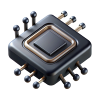 enchanting tranquil elegant Concept art style, isolated cutout of a sleek, black, data chip with glowing circuitry, hyper-specific details with Transparent Background gallery standard png