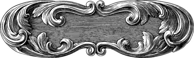 Ornamental banner with engraved floral design for decorative use. vector