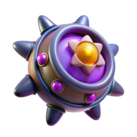 serene notable Concept art style, hyper-specific render of an isolated cutout of a single, stylized, energy weapon with a cosmic energy core with Transparent Background png