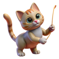 pristine renaissance A playful kitten, batting at a string, with Transparent Background professional png