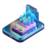 reflective picturesque Hyper-specific concept art style render of a futuristic transparent smartphone displaying holographic data, isolated cutout with Transparent Background high resolution png