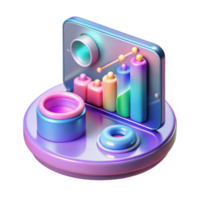 glorious dreamy futuristic Hyper-specific concept art style render of a holographic user interface displaying data visualizations, isolated cutout with Transparent Background authentic png