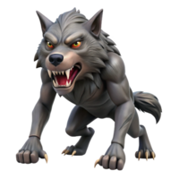 rare organic A snarling werewolf, sharp claws, fur bristling with Transparent Background expertly shot png
