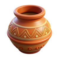 fascinating timeless Hyper-specific, professional render of a clay tribal pot with intricate carvings and painted patterns with Transparent Background png