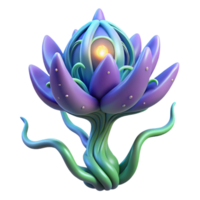 joyful dazzling Isolated cutout, concept art style, ultra-detailed rendering of a single, sentient cosmic plant, with glowing tendrils with Transparent Background detailed png