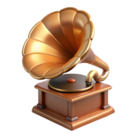 exemplary abstract Professional render, ultra-detailed, isolated cutout of a single, antique gramophone with a horn with Transparent Background precision png
