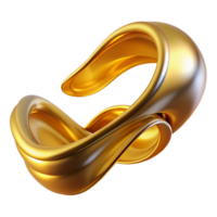 notable futuristic A flowing ribbon of liquid gold, twisting and turning with Transparent Background studio quality png