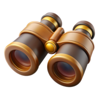 extraordinary celebrated Ultra-detailed, photorealistic, isolated cutout Professional render of a pair of binoculars with brass accents and adjustable lenses with Transparent Background png