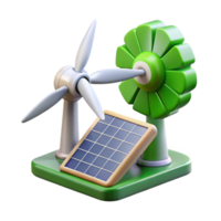 hypnotic notable Renewable energy solar panel and wind turbine icon, with Transparent Background png
