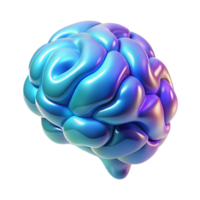 vibrant unparalleled Hyper-specific concept art style render of a holographic projection of a human brain, rotating slowly, isolated cutout with Transparent Background png