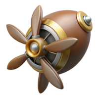 serene retro Hyper-specific, isolated cutout of a steampunk airship propeller with intricately designed blades and a central hub Professional render with Transparent Background perfect clarity png