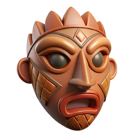 quintessential classic Hyper-specific, professional render of an isolated cutout, tribal wooden mask, intricate carving, geometric patterns, stylized features with Transparent Background 8K png