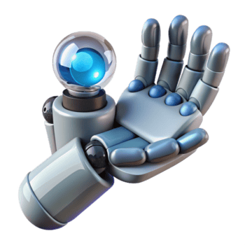 prachtig retro kunstmatig intelligentie- robot hand- Holding een voorwerp met transparant achtergrond professioneel png