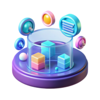 wonderful coveted Holographic data interface with floating icons with Transparent Background png