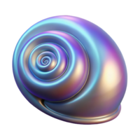 reflective beautiful Concept art style, isolated cutout of a single, polished seashell with spiral pattern and iridescent sheen with Transparent Background crisp png