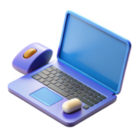 exceptional modern Laptop computer with external keyboard and mouse, with Transparent Background expertly shot png