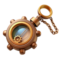coveted abstract Steampunk monocle with a gear-shaped frame and a thin chain with Transparent Background flawless png