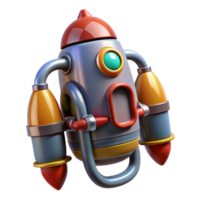 spectacular unparalleled Professional render, isolated cutout, hyper-specific design of a single retro-futuristic jetpack with articulated nozzles and fins with Transparent Background png