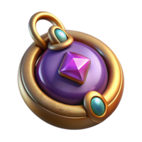 exquisite celebrated A mystical amulet, with a glowing gem embedded in it with Transparent Background png