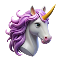 standout impressionist Ultra-detailed concept art style isolated cutout of a regal unicorn head with flowing mane, hyper-specific with Transparent Background 8K png