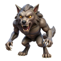 dynamic alluring A snarling werewolf, sharp claws, fur bristling with Transparent Background high resolution png