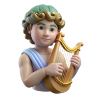 calm captivating Apollo, god of music and poetry, playing a lyre with Transparent Background masterfully captured png