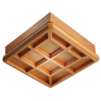 notable coastal Hyper-specific, professional render of a single, coffered ceiling panel, wood with Transparent Background authentic png