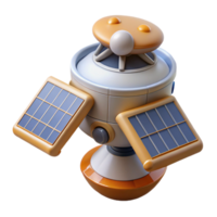 unforgettable modern Hyper-specific, professional render, isolated cutout of a single, stylized, robotic space probe with extended solar panels with Transparent Background crisp png