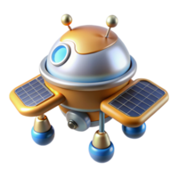 dazzling elegant Hyper-specific concept art style, isolated cutout, single stylized robotic space drone with retractable solar panels with Transparent Background exclusive png