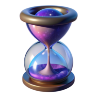 unparalleled industrial Photorealistic ultra-detailed professional render, isolated cutout, single celestial hourglass filled with swirling nebulae with Transparent Background museum quality png