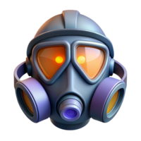 celebrated retro Professional render, isolated cutout of a high-tech respirator mask with glowing filters with Transparent Background 4K png