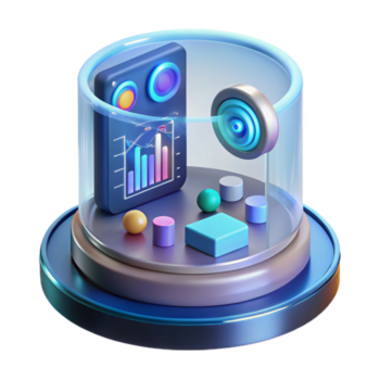 nyckfull överdådig Avancerad holografiska visa visa upp komplex data visualiseringar med transparent bakgrund mästerligt fångad png