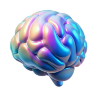 radiant iconic Hyper-specific concept art style render of a holographic projection of a human brain, rotating slowly, isolated cutout with Transparent Background png