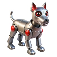 calm splendid Hyper-specific concept art style render Isolated cutout of a silver robotic dog with glowing red eyes and articulated joints with Transparent Background 8K png