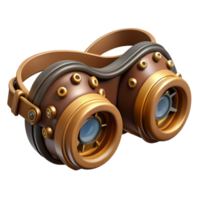 wonderful melancholic impressionist Steampunk goggles with intricate brass gears and leather straps with Transparent Background gallery standard png